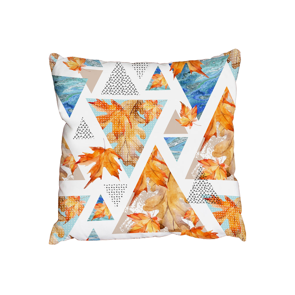 New Product Autumn Triangles with maple, oak leaves, marble, grunge textures (Cushion)  - Andrew Lee Home and Living Homeware