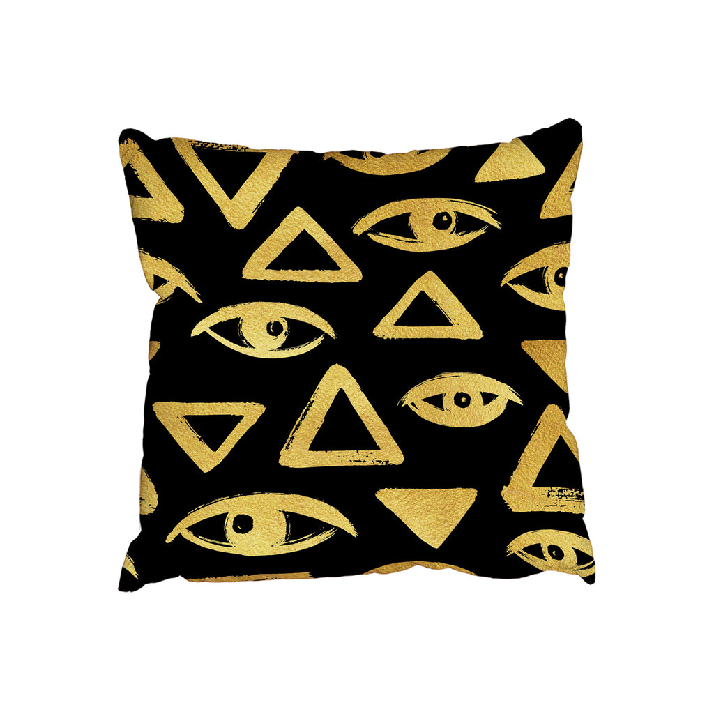 New Product Gold brush drawn eyes and triangle (Cushion)  - Andrew Lee Home and Living