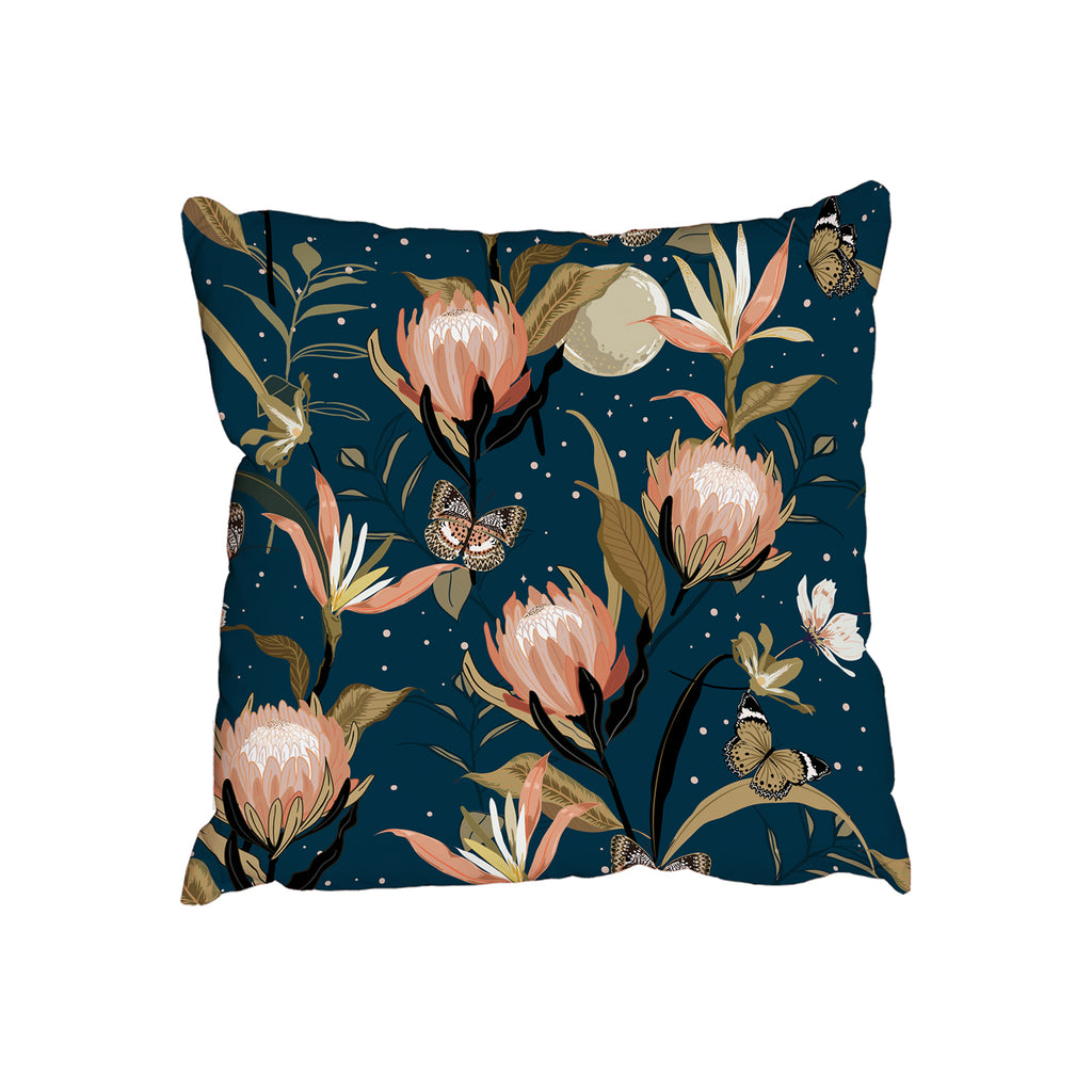 New Product Protea flowers and botanical garden night with moon shine and stars (Cushion)  - Andrew Lee Home and Living