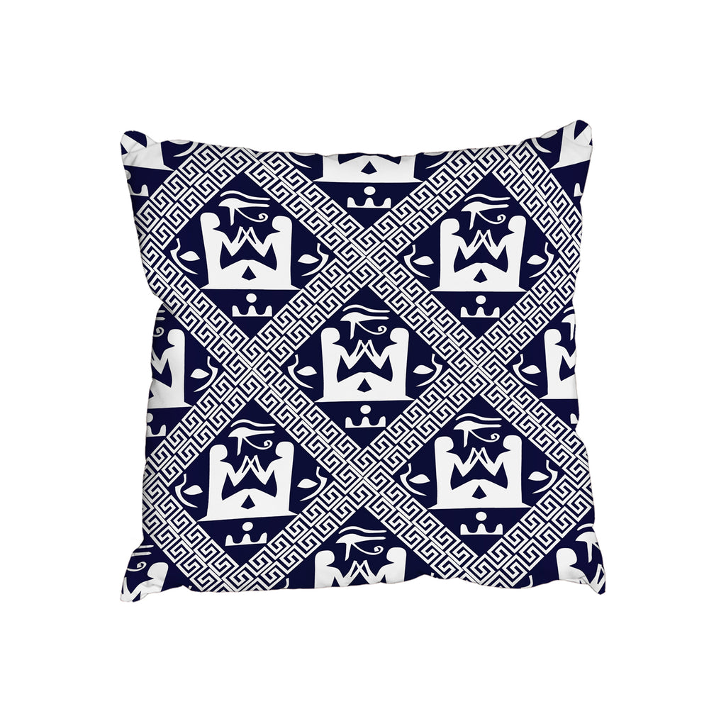 New Product Egyptian Hieroglyphs in Navy (Cushion)  - Andrew Lee Home and Living