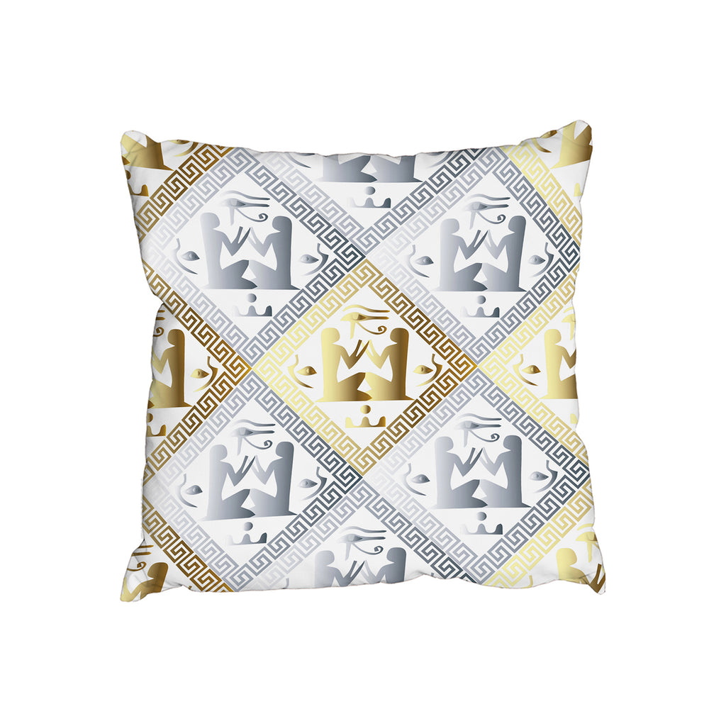 New Product Egyptian Hieroglyphs in Gold & Silver (Cushion)  - Andrew Lee Home and Living