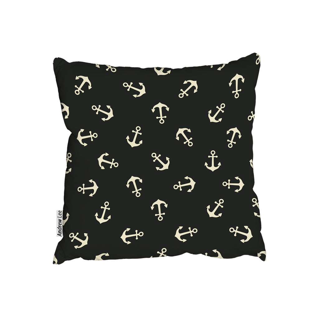 Anchors on Black Background (Cushion) - Andrew Lee Home and Living