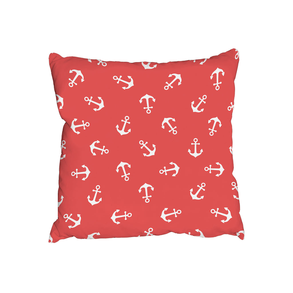 Anchors on Red Background (Cushion) - Andrew Lee Home and Living