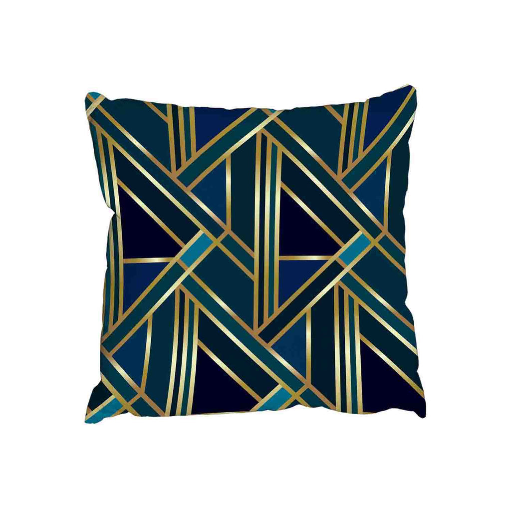 New Product Gold & Teal Geometric Pattern (Cushion)  - Andrew Lee Home and Living