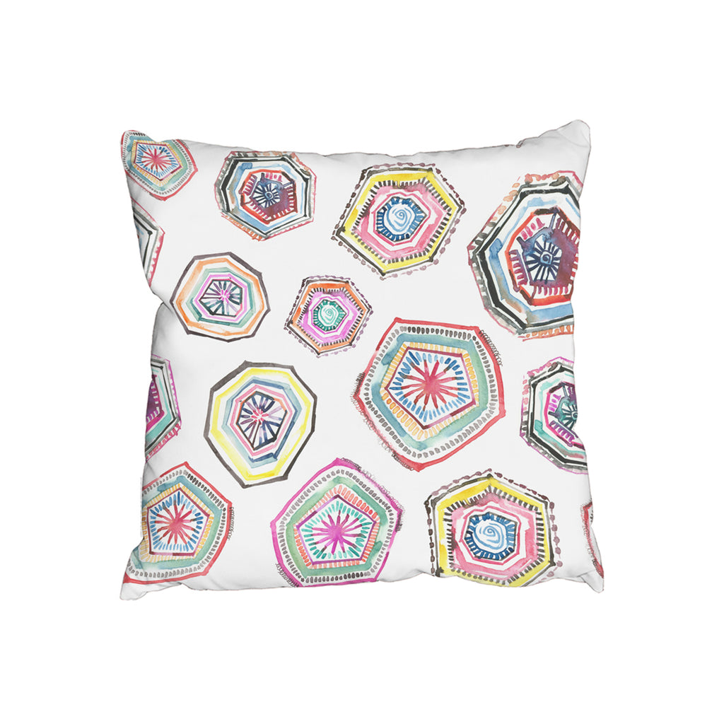 New Product Hand painted multicolor watercolor  geometrical pattern (Cushion)  - Andrew Lee Home and Living