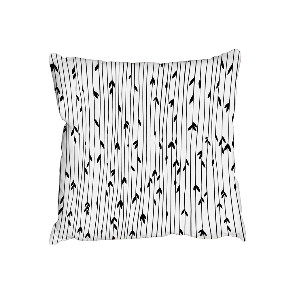 New Product sketchy leaves scattered on hand drawn lines on white background (Cushion)  - Andrew Lee Home and Living