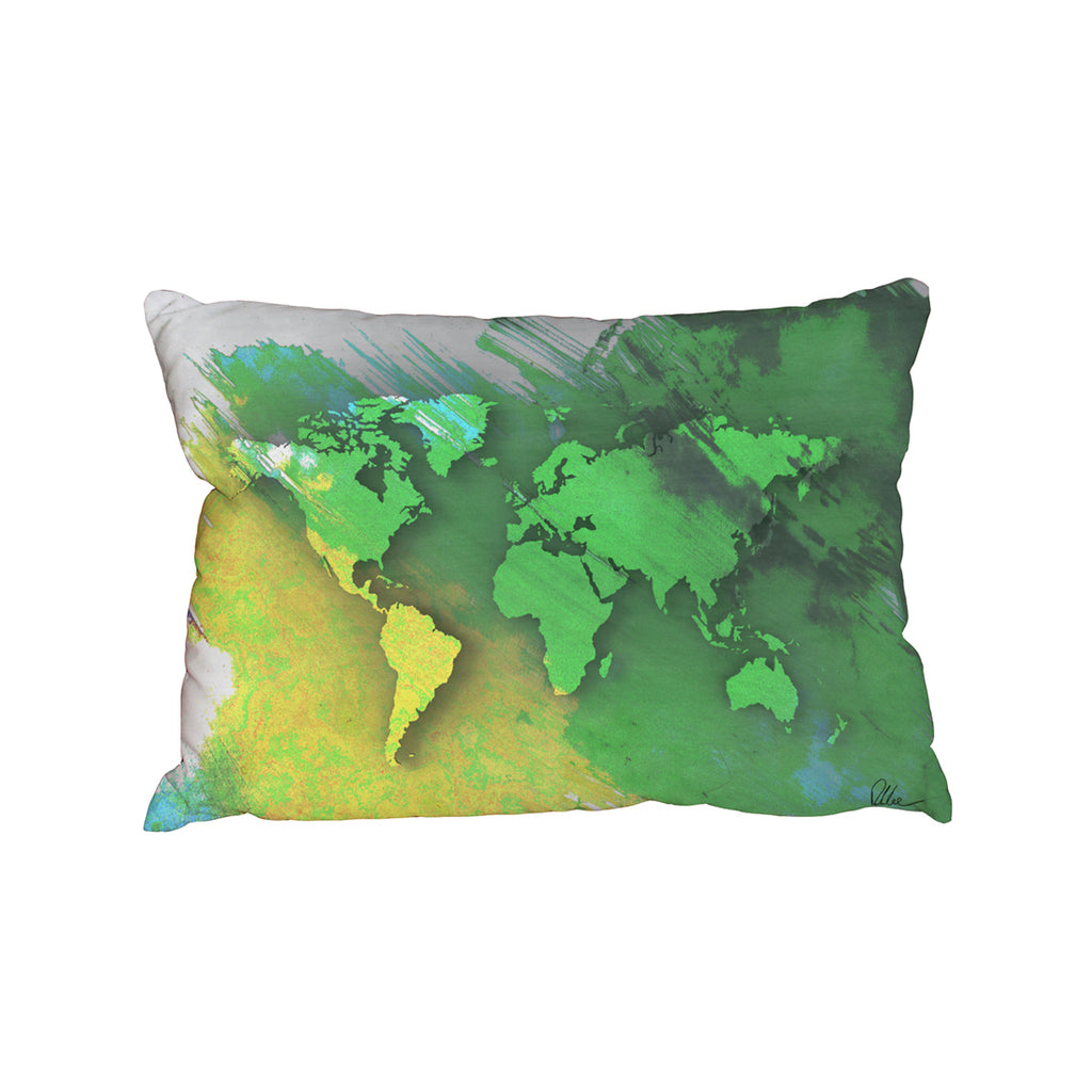 New Product MF World map yellow and green (Cushion)  - Andrew Lee Home and Living