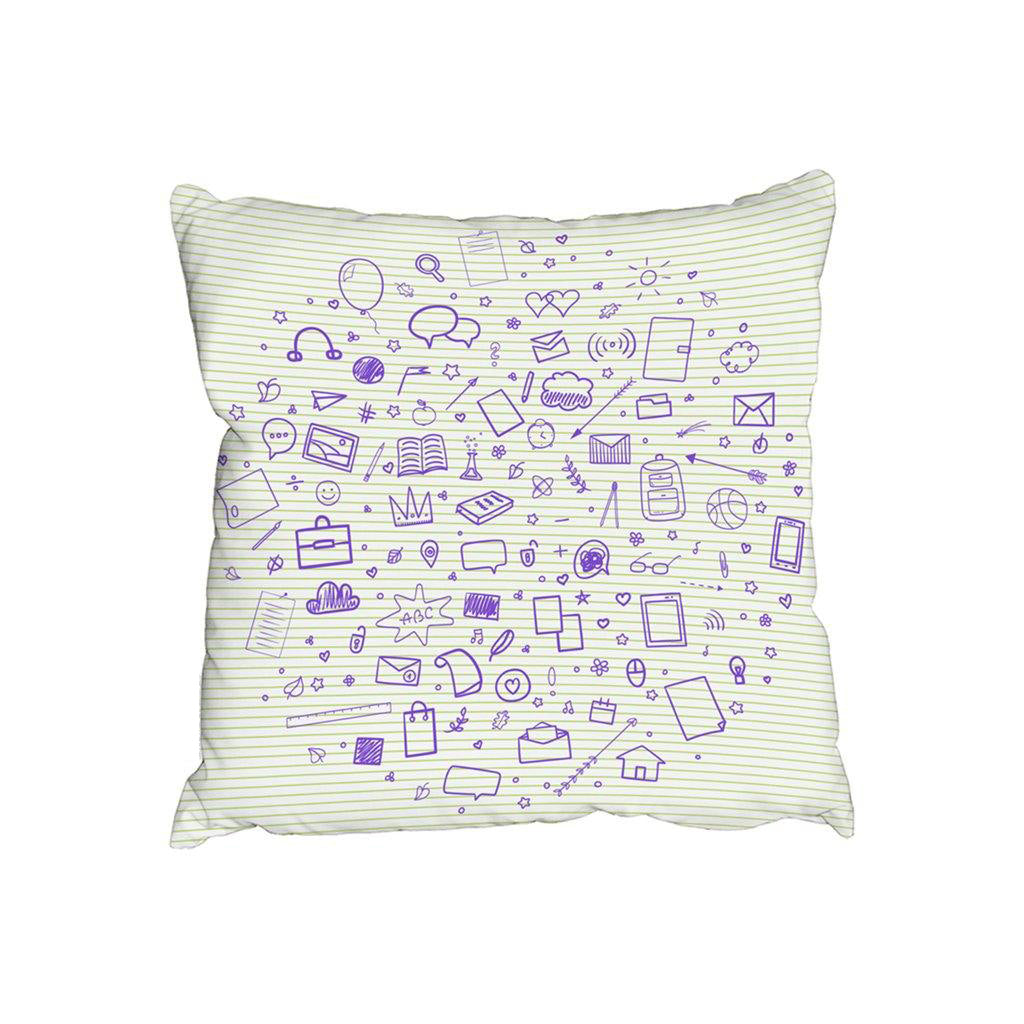 Abstract line pattern with school supplies (Cushion) - Andrew Lee Home and Living