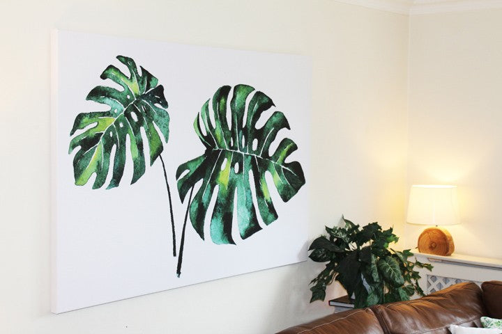 New Product Twin Palm leaves (Canvas Print)  - Andrew Lee Home and Living Homeware