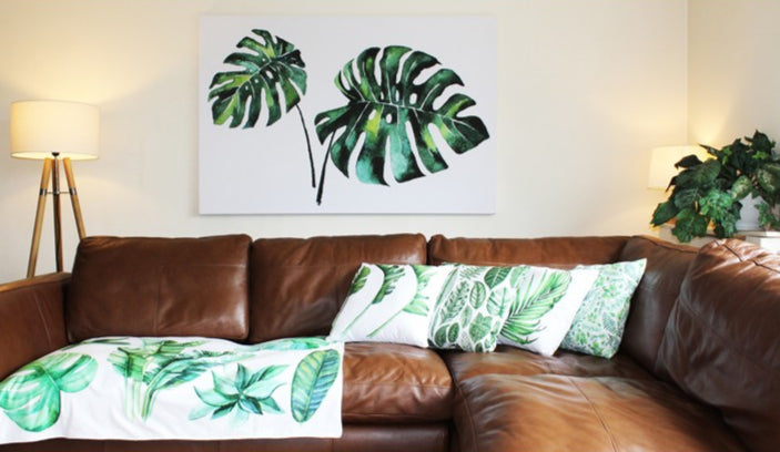 New Product Twin Palm leaves (Canvas Print)  - Andrew Lee Home and Living Homeware