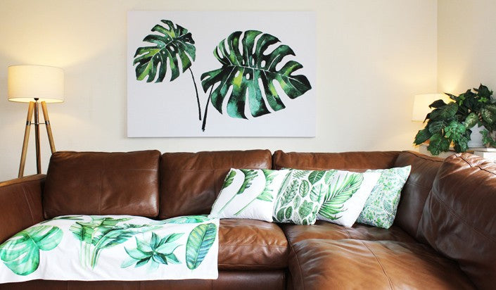 New Product Twin Palm leaves (Canvas Print)  - Andrew Lee Home and Living Homeware