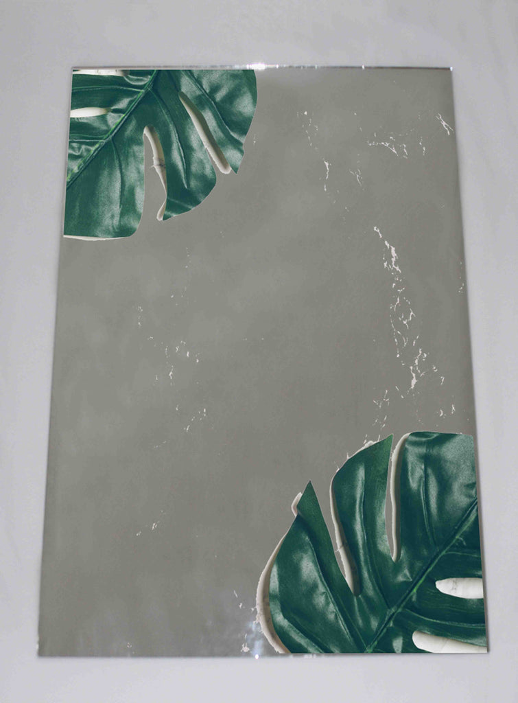 New Product Green tropical monstera leaves on white marble (Mirror Art print)  - Andrew Lee Home and Living