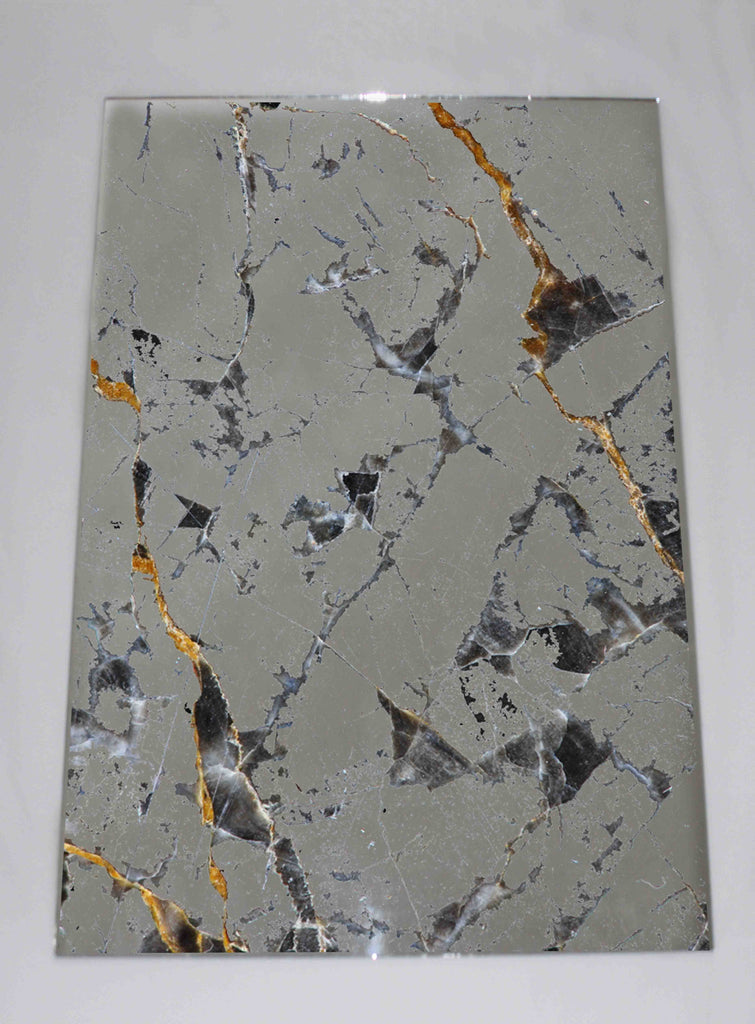 New Product Gold and white, dark Gray marble (Mirror Art print)  - Andrew Lee Home and Living
