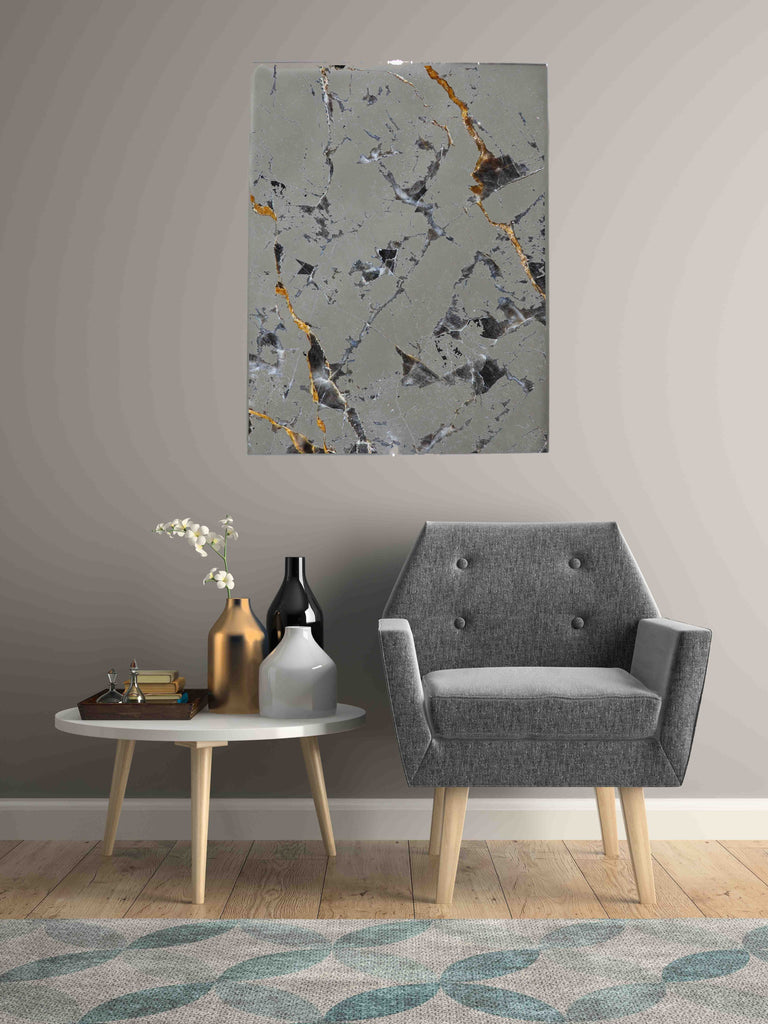 New Product Gold and white, dark Gray marble (Mirror Art print)  - Andrew Lee Home and Living