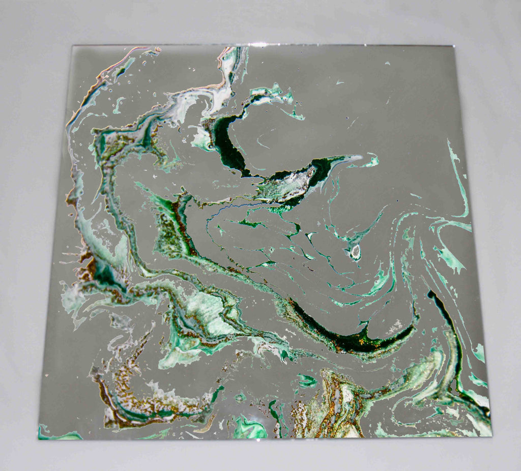 New Product Golden and dark blue mixed Marble texture Square  (Mirror Art print)  - Andrew Lee Home and Living
