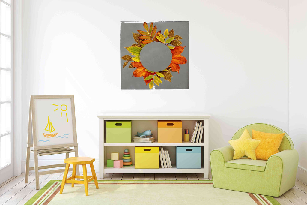New Product Autumn frame with dry and gold glitter leafs (Mirror Art print)  - Andrew Lee Home and Living