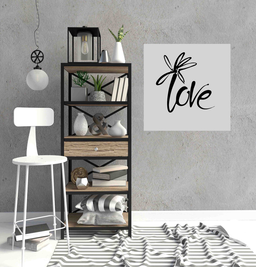 New Product Decorative love text with flower (Mirror Art print)  - Andrew Lee Home and Living Homeware