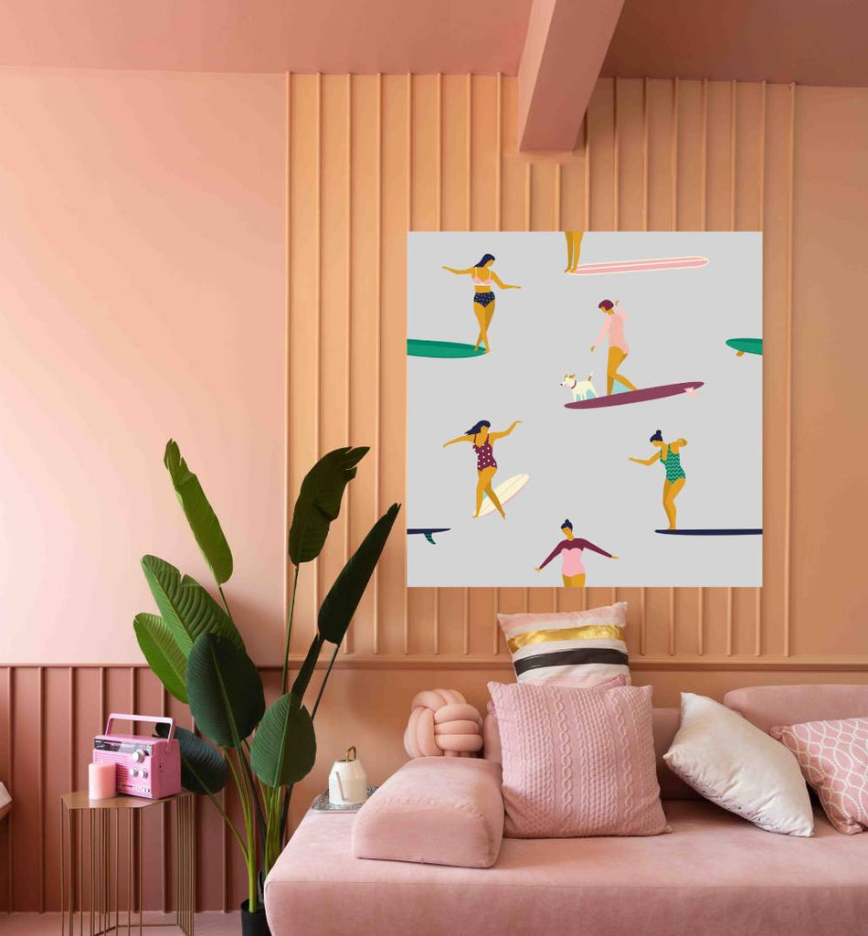 New Product Girl surfers in bikini (Mirror Art print)  - Andrew Lee Home and Living Homeware