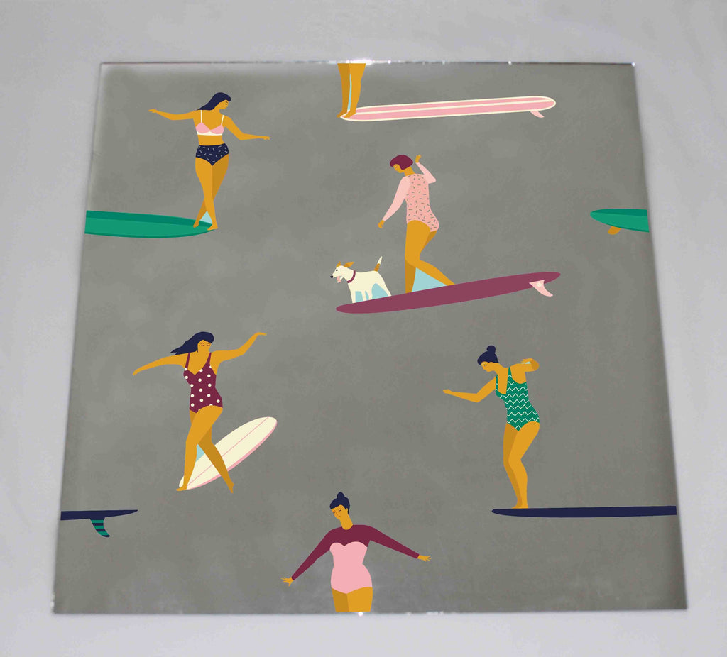 New Product Girl surfers in bikini (Mirror Art print)  - Andrew Lee Home and Living Homeware