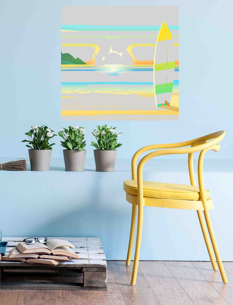 New Product Surf board on a sandy beach (Mirror Art print)  - Andrew Lee Home and Living Homeware