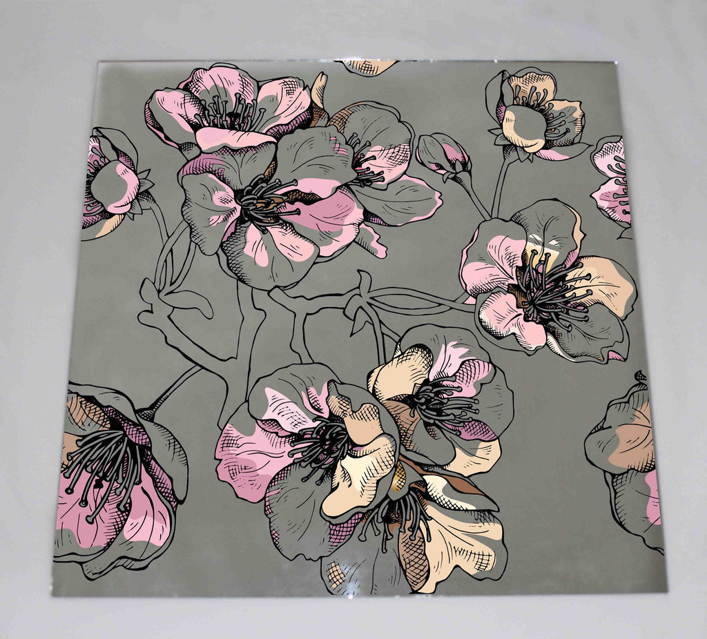 New Product Gold flowers cherry (Mirror Art print)  - Andrew Lee Home and Living Homeware