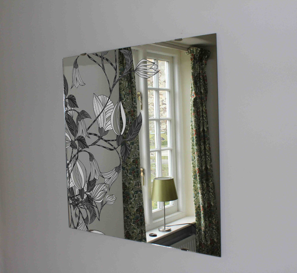 New Product Monochrome abstract flowers on a light background (Mirror Art print)  - Andrew Lee Home and Living Homeware