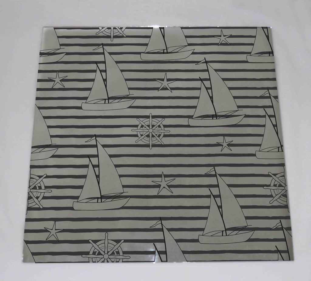 New Product Cartoon boats on black and white striped background (Mirror Art print)  - Andrew Lee Home and Living Homeware