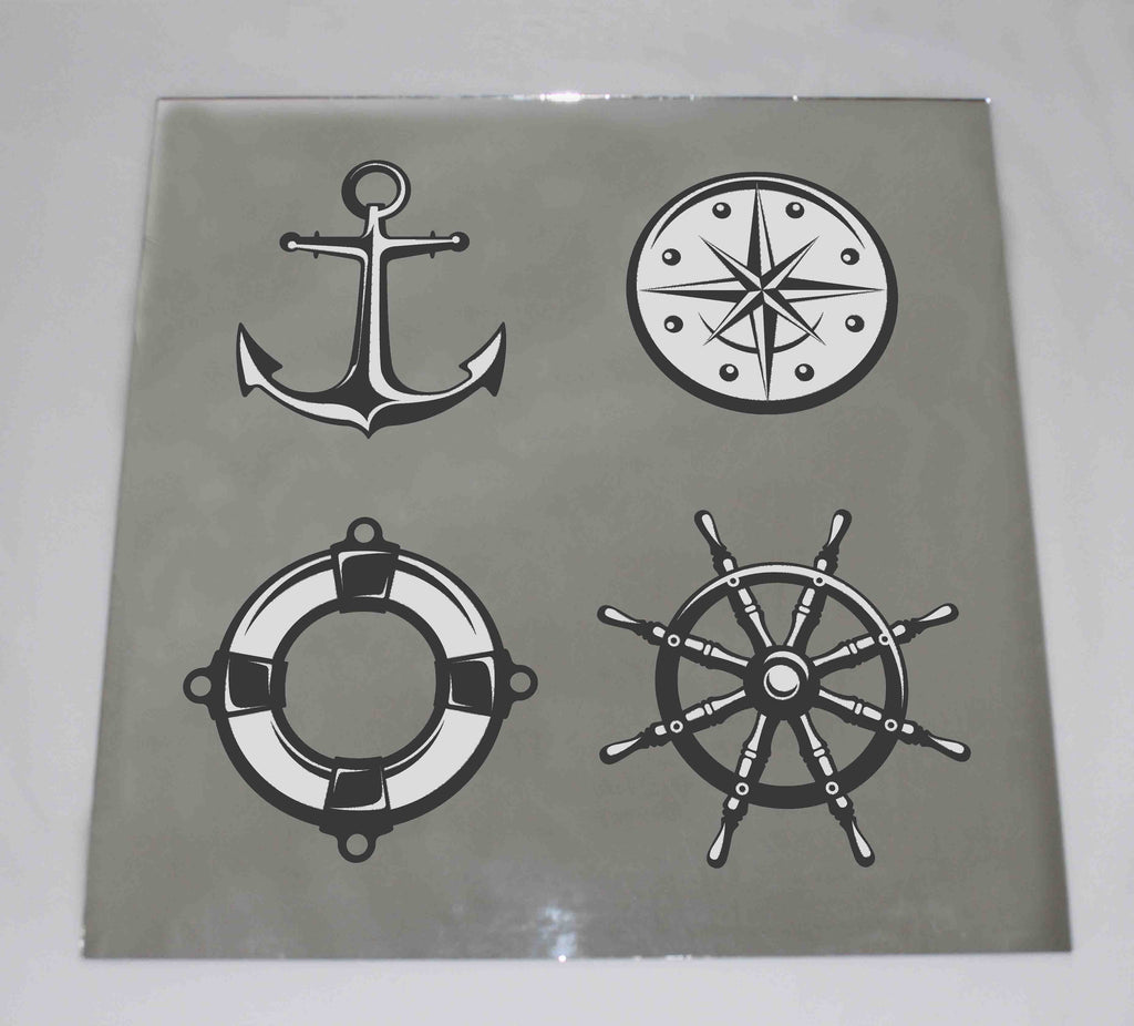 New Product Nautical symbols, anchor, steering wheel, compass (Mirror Art print)  - Andrew Lee Home and Living Homeware