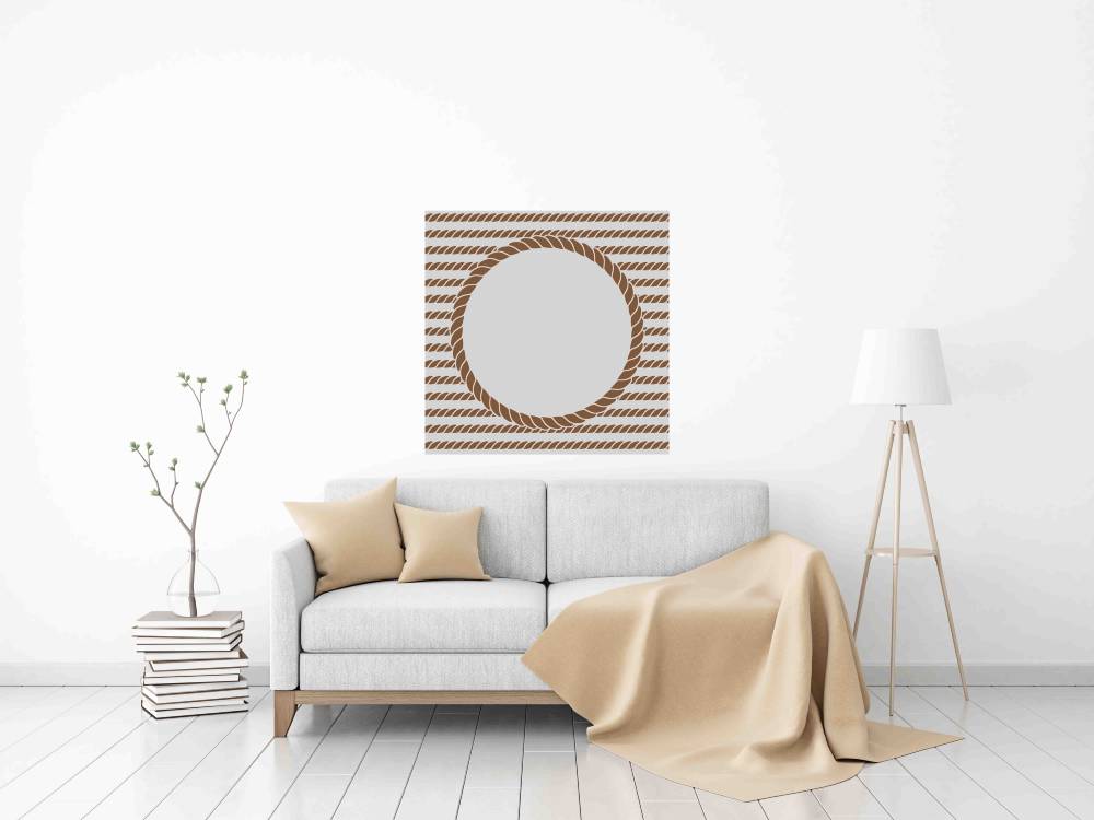 New Product Navy themed round rope frame (Mirror Art print)  - Andrew Lee Home and Living Homeware