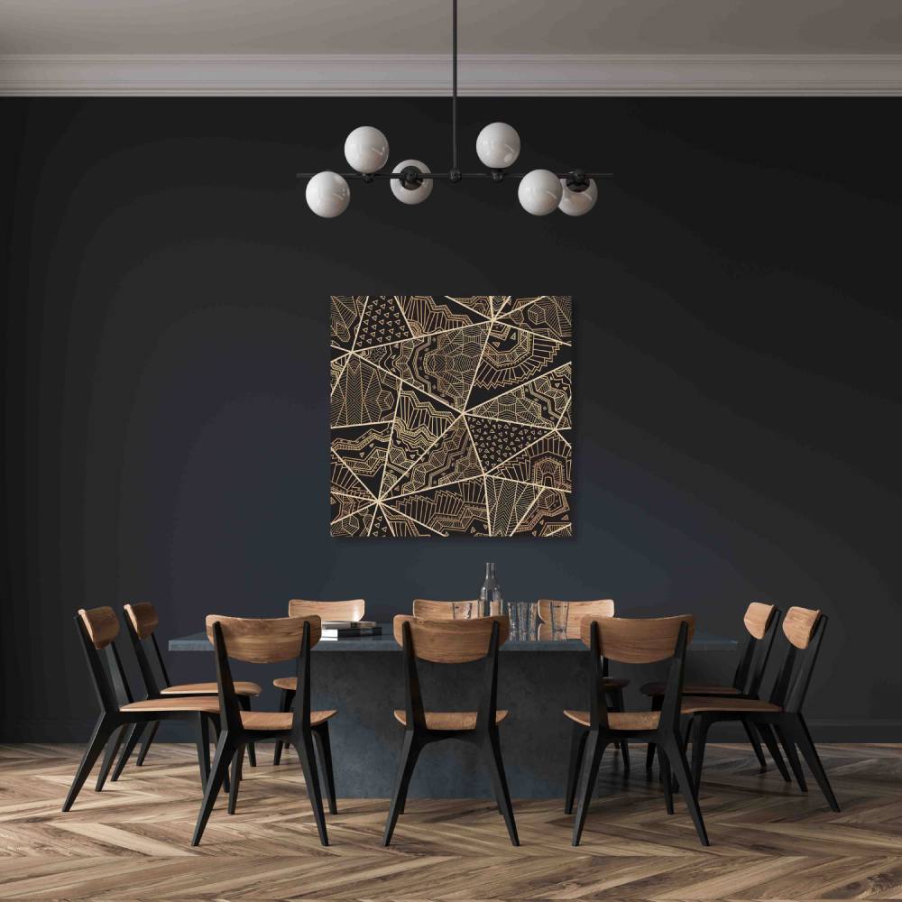 New Product Triangular patchwork pattern from black and golden geometric (Canvas Print)  - Andrew Lee Home and Living Homeware