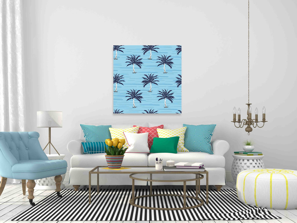 New Product Blue sky Blue Palm (Canvas Print)  - Andrew Lee Home and Living Homeware