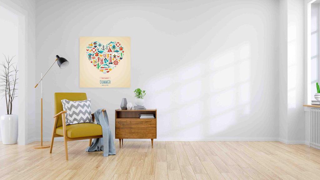 New Product Summer heart Marine symbols (Canvas Print)  - Andrew Lee Home and Living Homeware