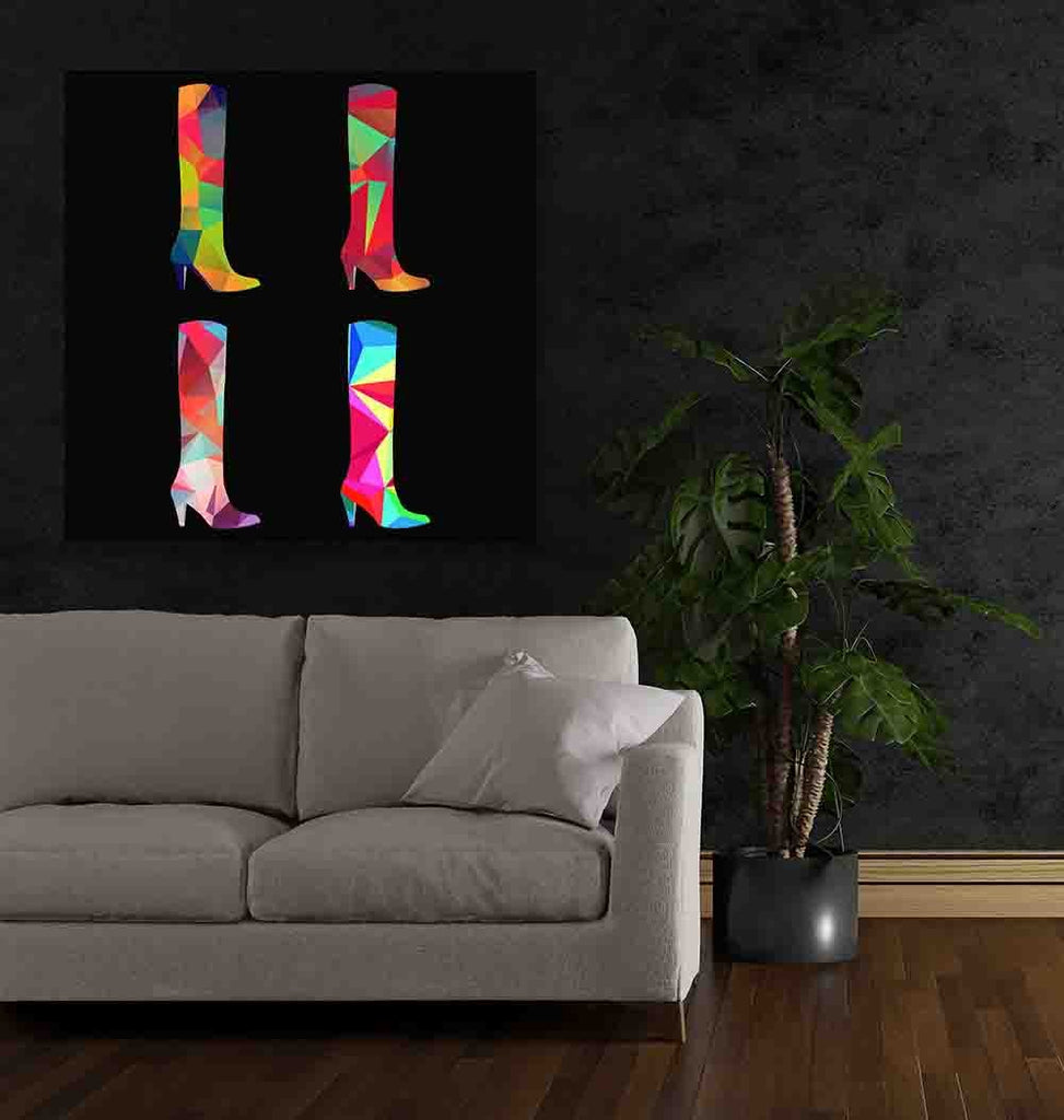 New Product Polygonal coloured boots (Canvas Print)  - Andrew Lee Home and Living Homeware