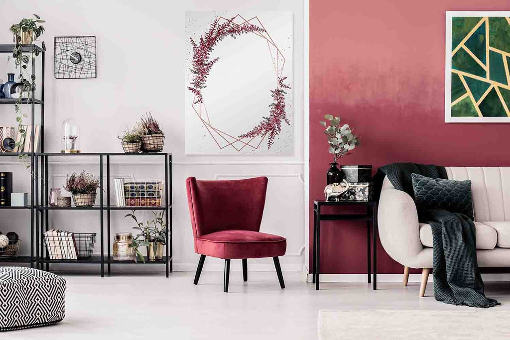 New Product Burgundy red astilbe design fall frame (Mirror Art print)  - Andrew Lee Home and Living