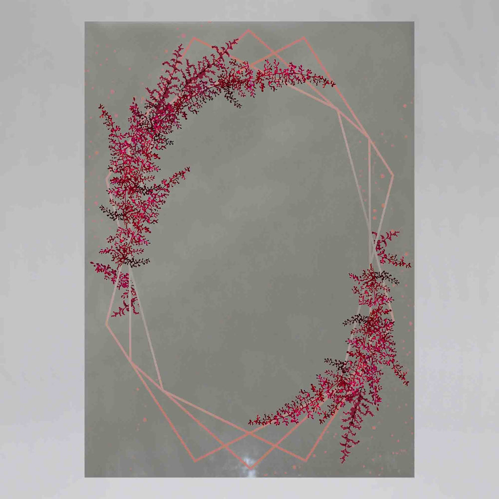 New Product Burgundy red astilbe design fall frame (Mirror Art print)  - Andrew Lee Home and Living