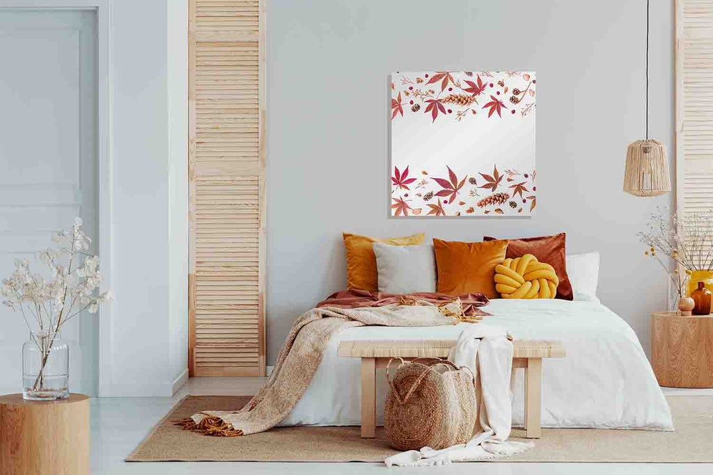 New Product Frame made of autumn leaves, dried flowers and pine cones (Mirror Art print)  - Andrew Lee Home and Living