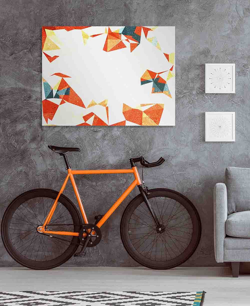 New Product Orange and white geometric abstract (Mirror Art print)  - Andrew Lee Home and Living