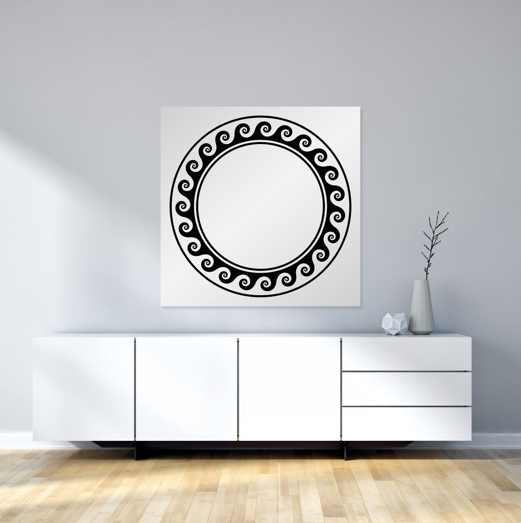 New Product Black circle frame with running wave (Mirror Art print)  - Andrew Lee Home and Living