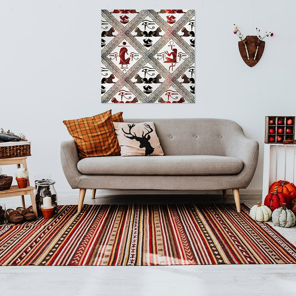 New Product Egyptian hieroglyphs in Red (Mirror Art print)  - Andrew Lee Home and Living
