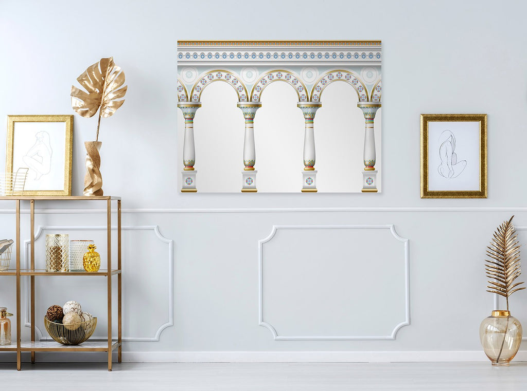 New Product Fabulous ancient arch facade in the east or the ancient Russian style with gold, mosaic (Mirror Art print)  - Andrew Lee Home and Living