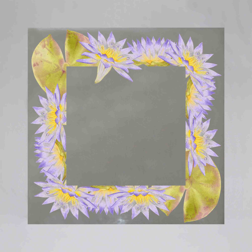 New Product Frame with Purple water lily (Mirror Art print)  - Andrew Lee Home and Living