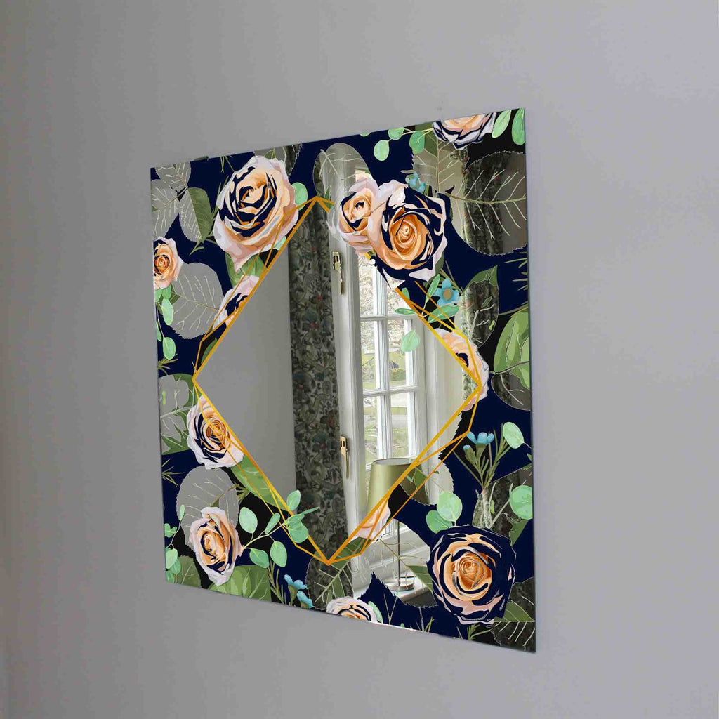 New Product Cream roses with twigs of eucalyptus and blue wax flowers (Mirror Art print)  - Andrew Lee Home and Living