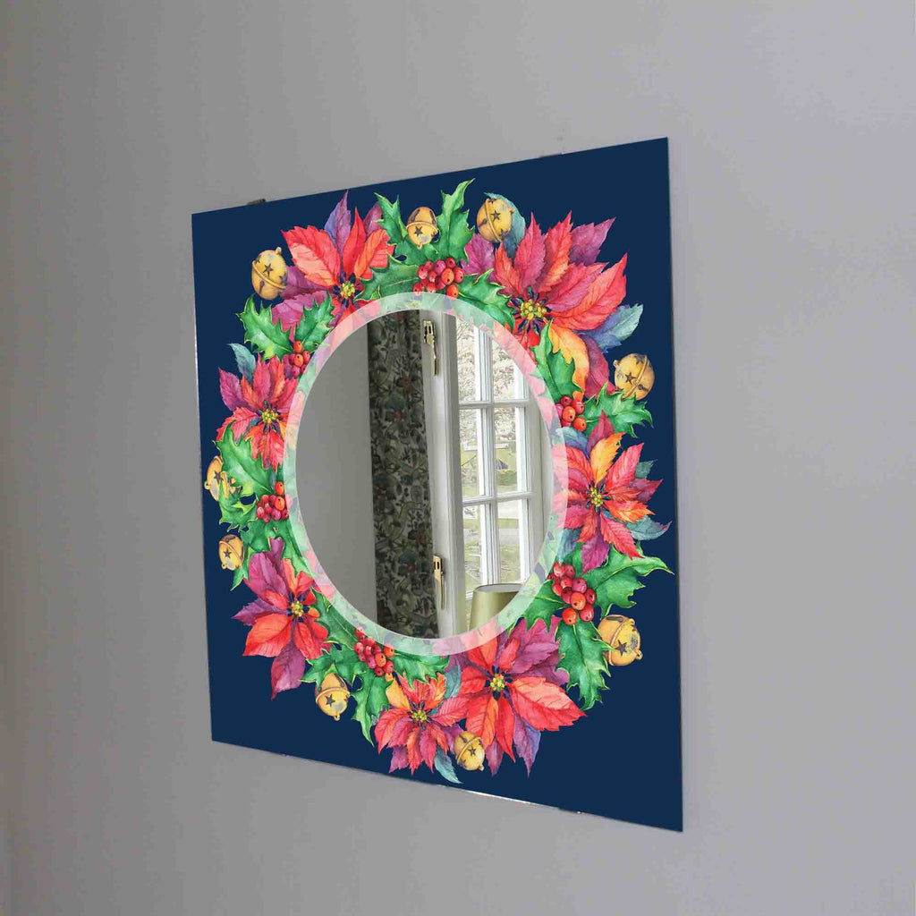 New Product Floral frame blue background (Mirror Art print)  - Andrew Lee Home and Living