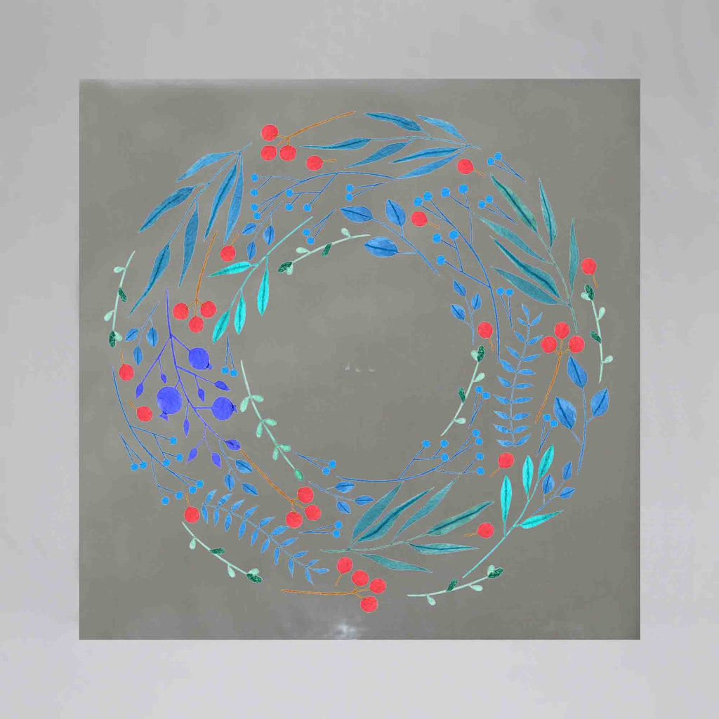 New Product Watercolour simple blue branches and red berries (Mirror Art print)  - Andrew Lee Home and Living