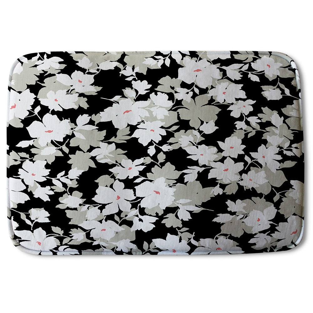 Bathmat - New Product Grey, White & Black Flowers (Bath Mats)  - Andrew Lee Home and Living