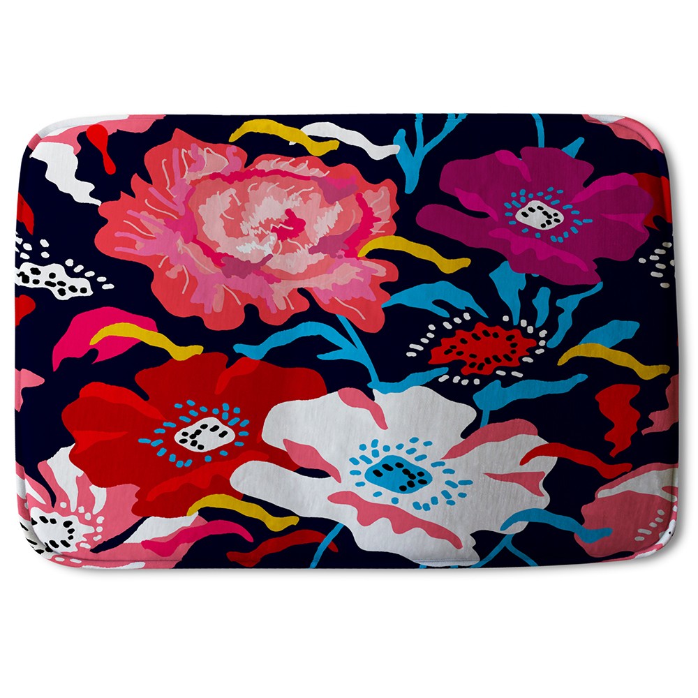 New Product Bright Flowers on Dark Background (Bath Mat)  - Andrew Lee Home and Living