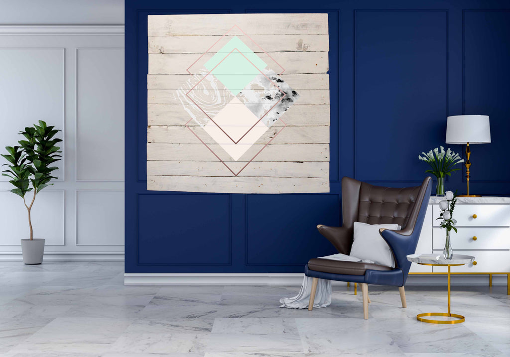 Reclaimed Wood Print - New Product Geometric art print, abstract (Reclaimed white wood)  - Andrew Lee Home and Living Homeware