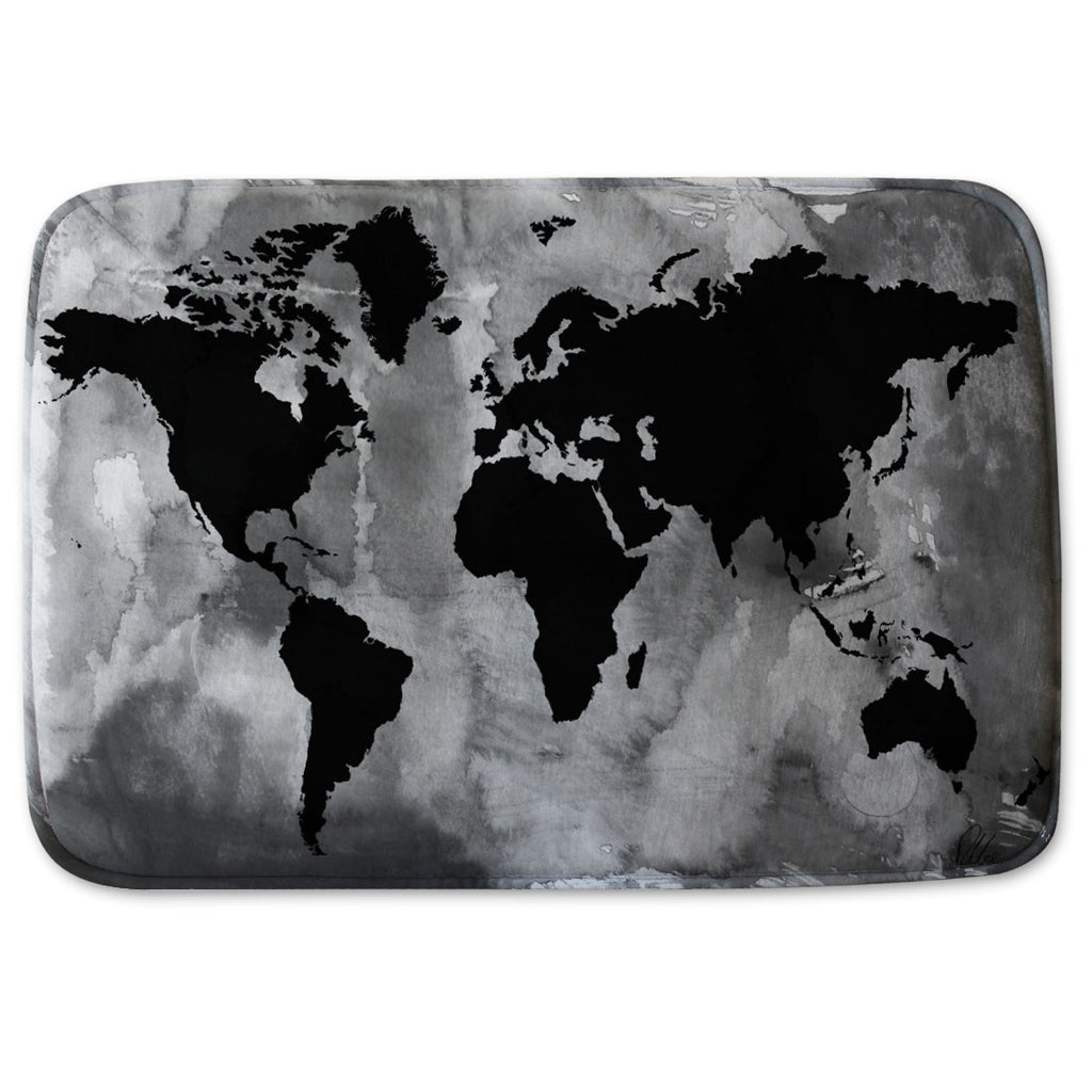 New Product Black and white world map (Bathmat)  - Andrew Lee Home and Living