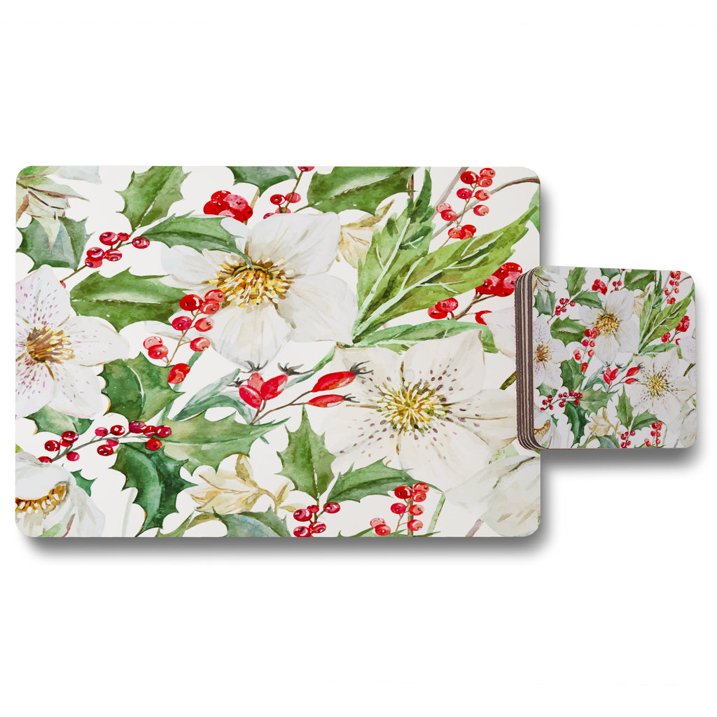 New Product Watercolour Christmas pattern (Placemat & Coaster Set)  - Andrew Lee Home and Living