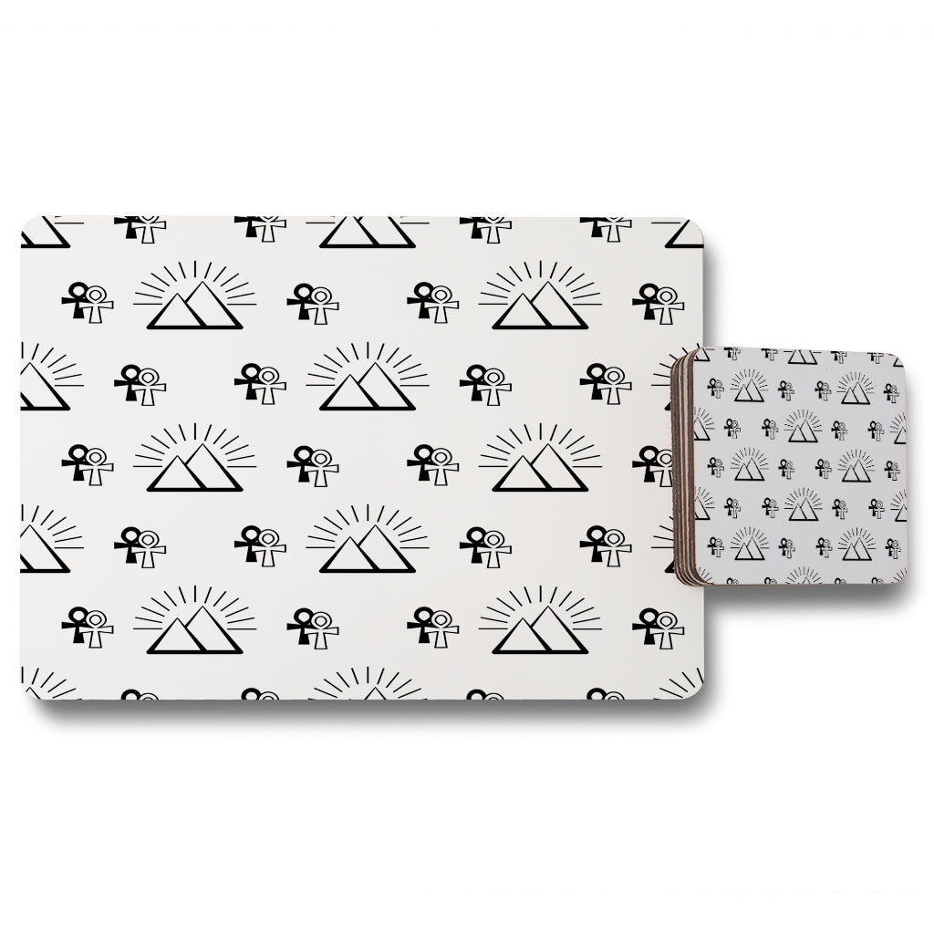 New Product Egyptian pyramid and ankh (Placemat & Coaster Set)  - Andrew Lee Home and Living